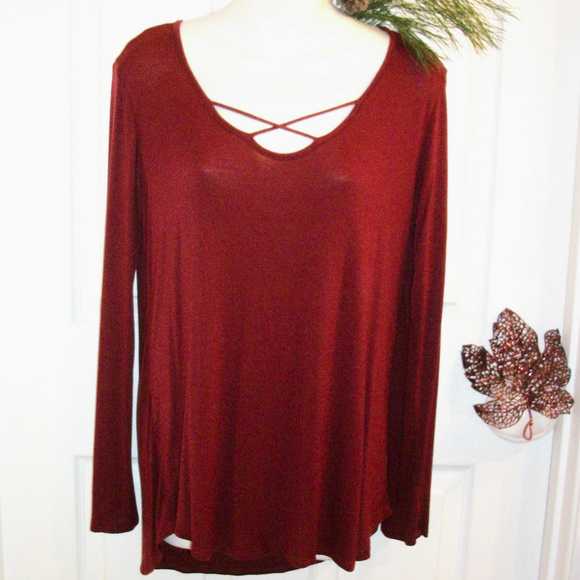 ❄️HP❄️BRENDA's Criss-Cross Front Tunic Top Lg Slv - Picture 1 of 6